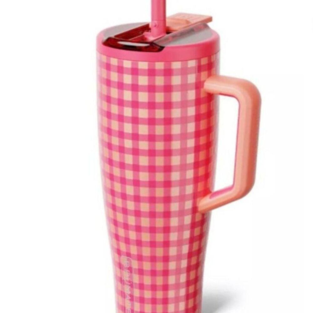 BruMate 40 fl oz Era Flip WaterBottle - Peach Gingham Madi Nelson